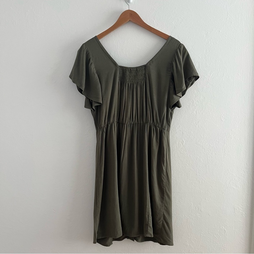 Universal Thread Olive Green Button-Front Mini Dress - Picture 4 of 8